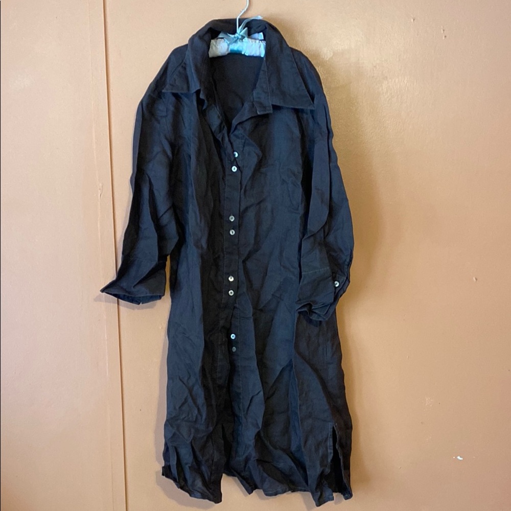 Hand Dyed Linen Button-Up Shirt Dress